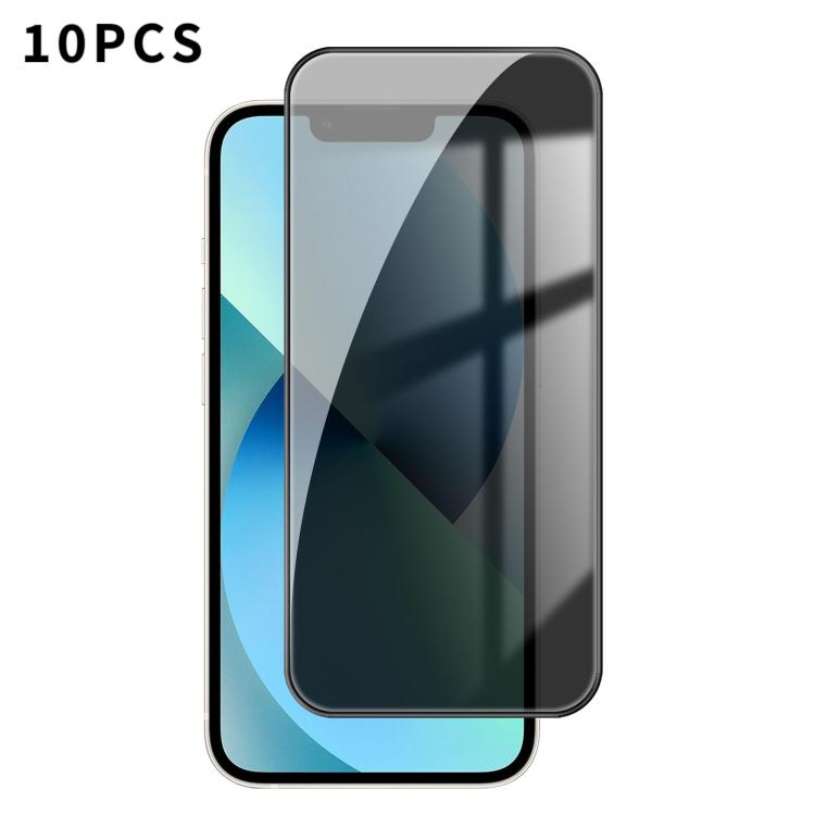 

For iPhone 13 Kalebol 10pcs High-Aluminum Screen-Printed Full-Coverage Black-Border Privacy Tempered Glass Film