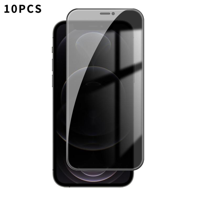 

For iPhone 12 Pro Max Kalebol 10pcs High-Aluminum Screen-Printed Full-Coverage Black-Border Privacy Tempered Glass Film