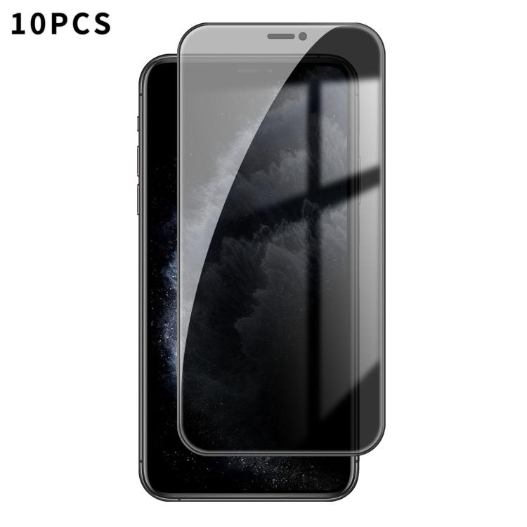 

For iPhone 11 Pro Max 10pcs Kalebol High-Aluminum Screen-Printed Full-Coverage Black-Border Privacy Tempered Glass Film