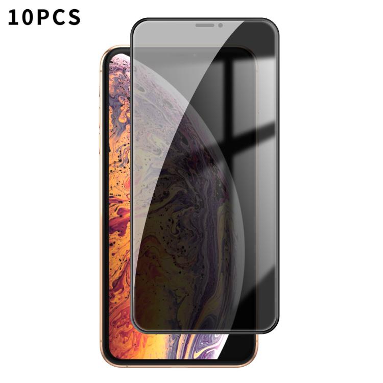 

For iPhone XS Max 10pcs Kalebol High-Aluminum Screen-Printed Full-Coverage Black-Border Privacy Tempered Glass Film
