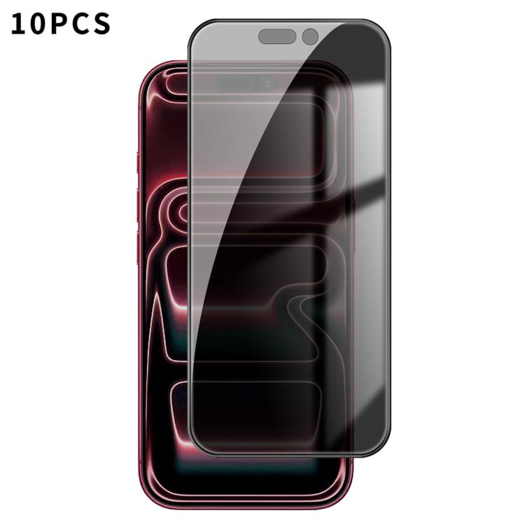 For iPhone 18 Pro Max 10pcs Kalebol High-Aluminum Screen-Printed Full-Coverage Black-Border Privacy Tempered Glass Film