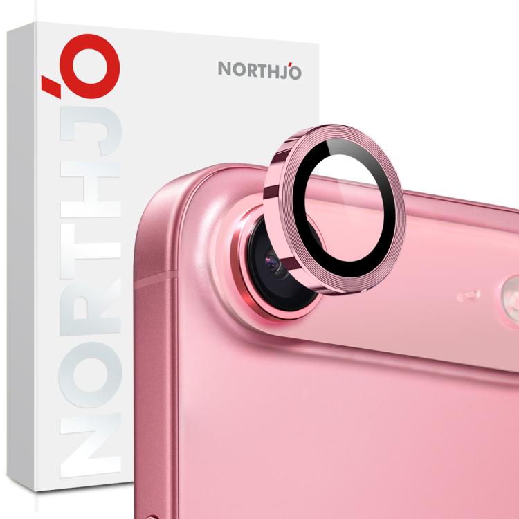 

For iPhone Air NORTHJO Camera Lens Protector CD Metal Ring Tempered Glass Film(Pink)