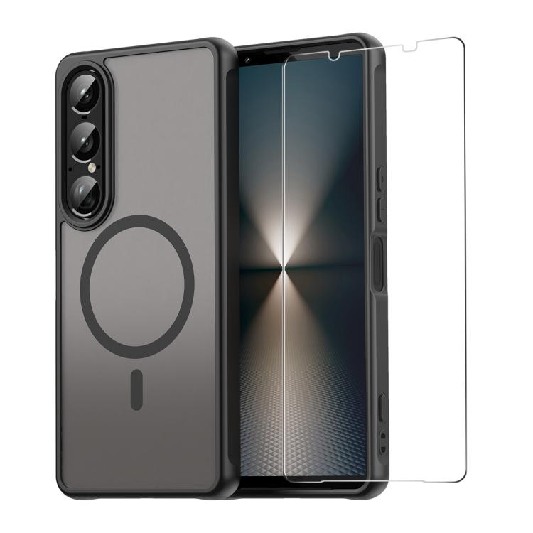 

For Sony Xperia 1 VII ENKAY Hat-Prince MagSafe Matte Translucent Shockproof Phone Case with Large Arc Edge Film(Black)