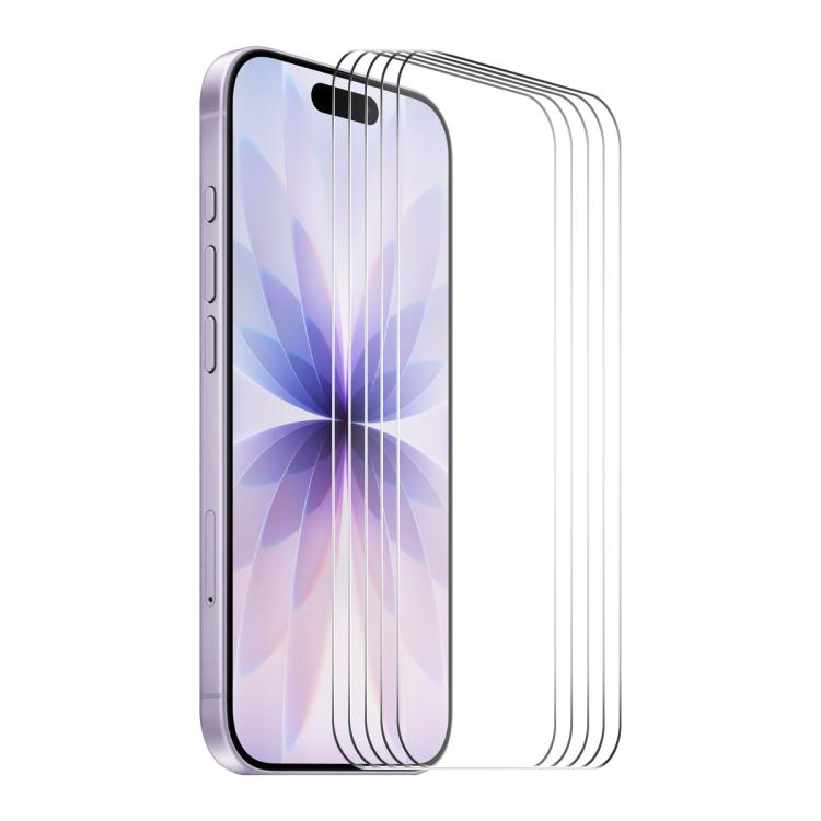 

For iPhone 17 5pcs ENKAY Thickened Glue No White Edge 9H Big Arc Edge High Aluminum-silicon Tempered Glass Film