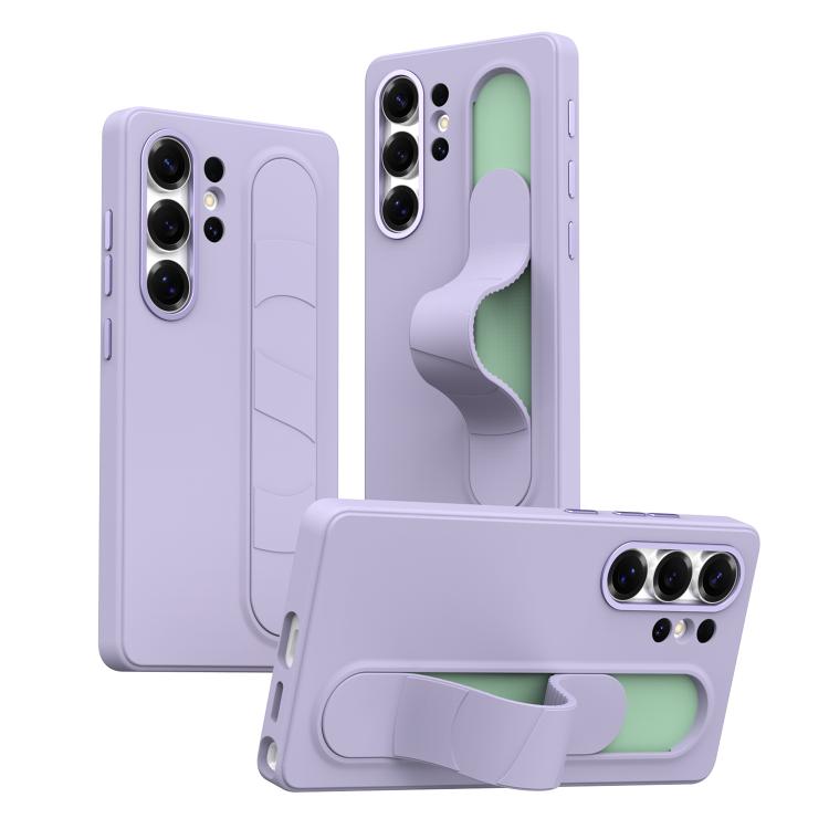 For Samsung Galaxy S23 Ultra 5G Intelligent Control Button Wristband Phone Case(Lola Purple)