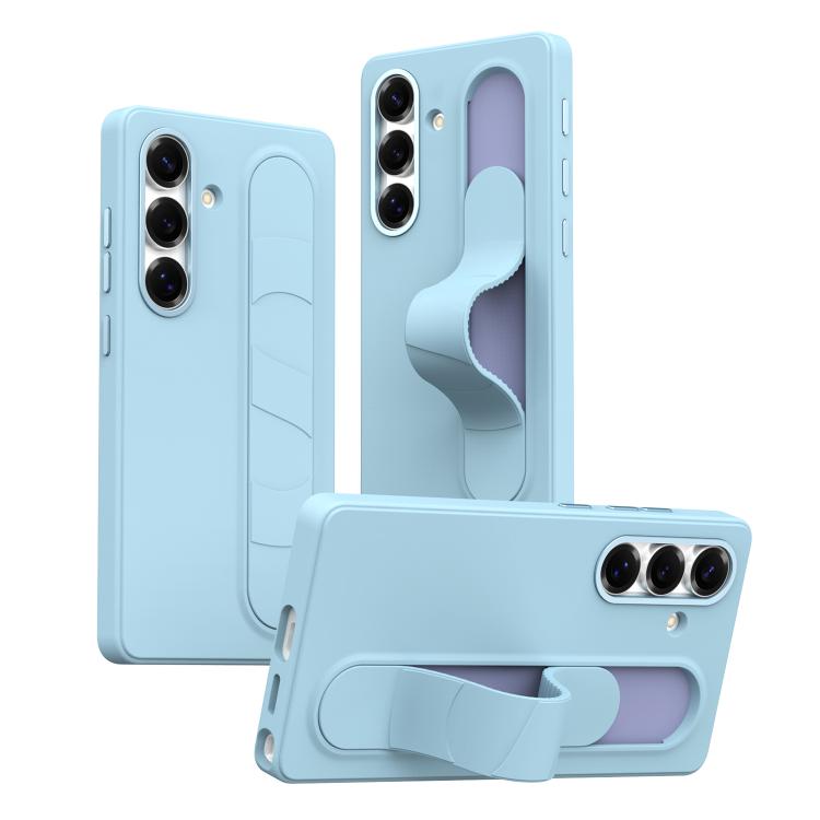 

For Samsung Galaxy S25 FE 5G Intelligent Control Button Wristband Phone Case(Far Peak Blue)