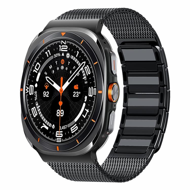 

For Samsung Galaxy Watch Ultra 47mm / Ultra 2025 Magnetic Woven I-Shaped Stainless Steel Watch Band(Black)