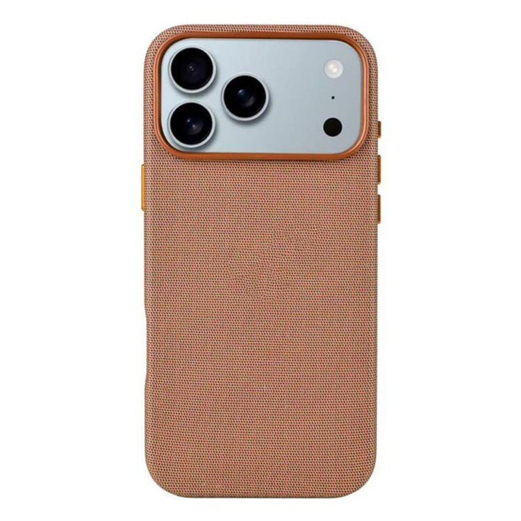 

For iPhone 17 Pro Kalebol Fabric-Textured Perforated MagSafe PC Phone Case(Reddish Brown)
