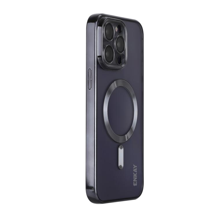 

For iPhone 16 Pro Max ENKAY Hat-Prince Magsafe Electroplated TPU Clear Shockproof Phone Case(Black)
