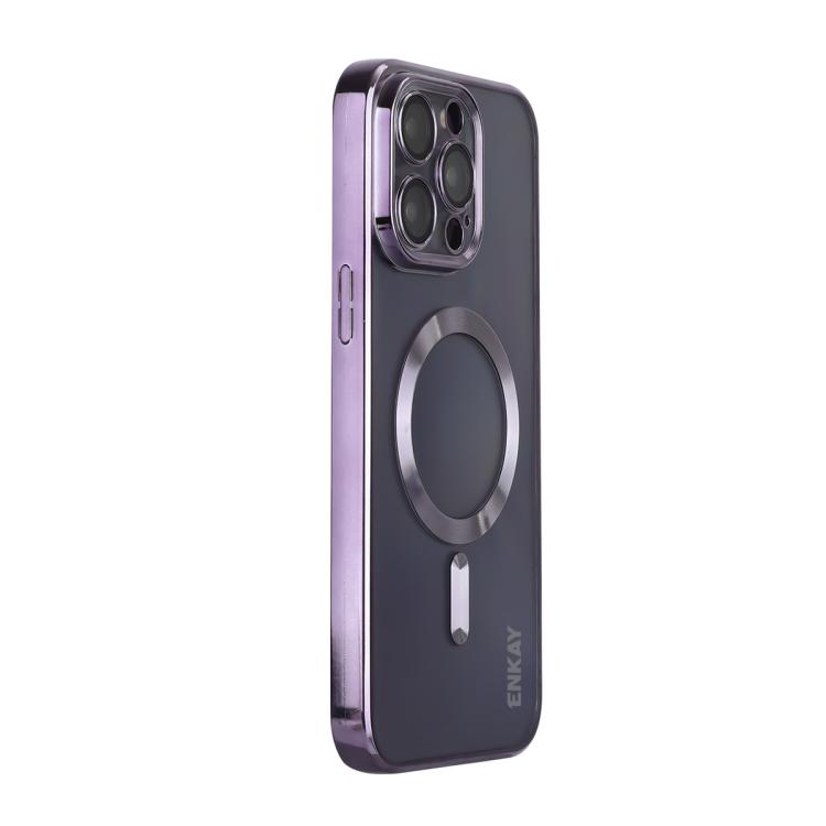 

For iPhone 16 Pro ENKAY Hat-Prince Magsafe Electroplated TPU Clear Shockproof Phone Case(Purple)