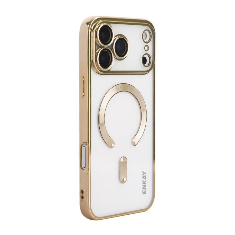 

For iPhone 17 Pro ENKAY Hat-Prince Magsafe Electroplated TPU Clear Shockproof Phone Case(Golden)
