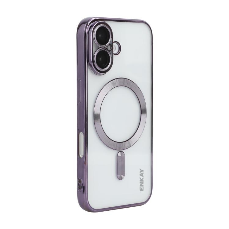 

For iPhone 17 ENKAY Hat-Prince Magsafe Electroplated TPU Clear Shockproof Phone Case(Purple)