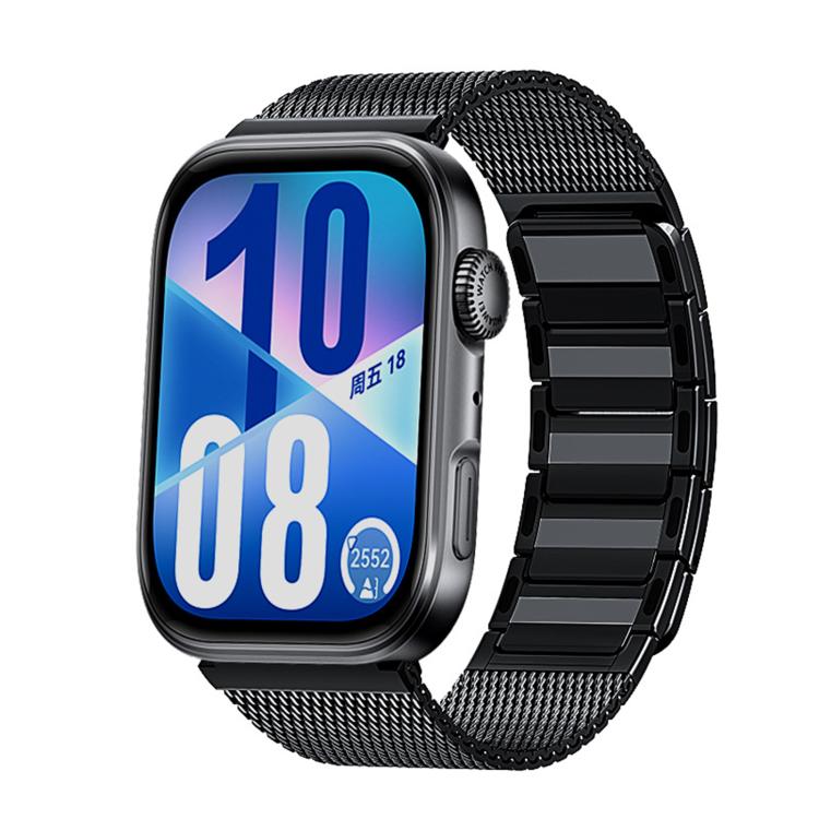 

For Huawei Watch Fit4 / Fit4 Pro / Fit3 Magnetic Woven I-Shaped Stainless Steel Watch Band(Black)