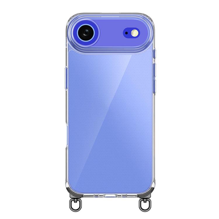 

For iPhone Air Kalebol Minimalist High Transparency Multi Color Rotating Lanyard Hole Phone Case(Black)