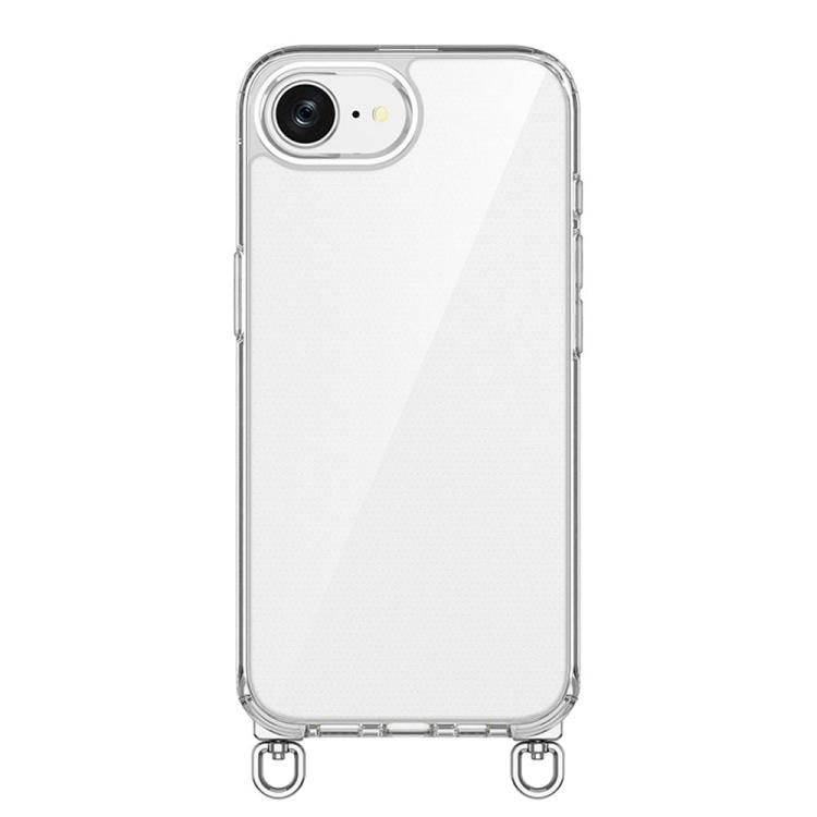 

For iPhone 16e Kalebol Minimalist High Transparency Multi Color Rotating Lanyard Hole Phone Case(Silver)