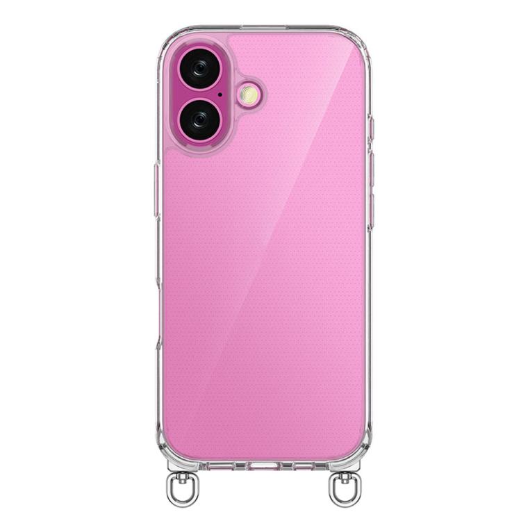 

For iPhone 16 Kalebol Minimalist High Transparency Multi Color Rotating Lanyard Hole Phone Case(Silver)