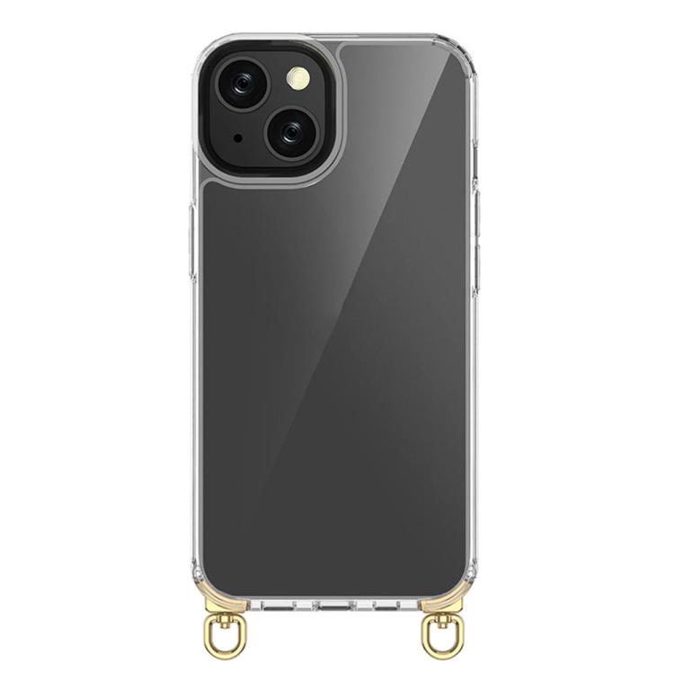 

For iPhone 14 Plus Kalebol Minimalist High Transparency Multi Color Rotating Lanyard Hole Phone Case(Gold)