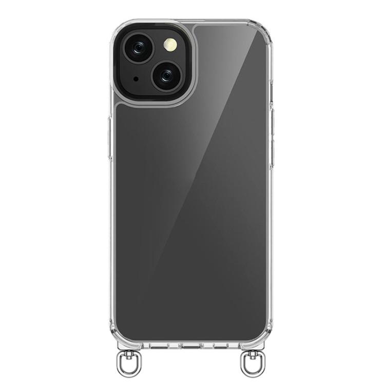 

For iPhone 13 Kalebol Minimalist High Transparency Multi Color Rotating Lanyard Hole Phone Case(Silver)