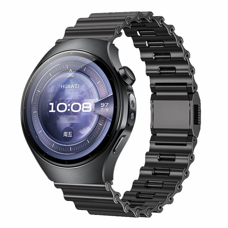 

22mm Ocean Wave Texture Magnetic Clasp Stainless Steel Watch Band(Black)