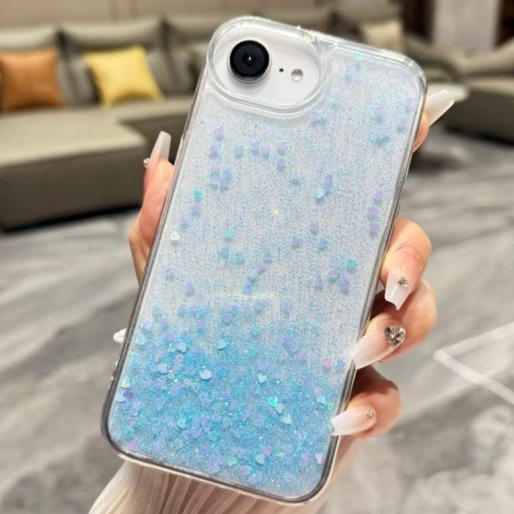 For iPhone 17e / 16e Sequins Glitter Gradient Epoxy TPU Phone Case(Blue)