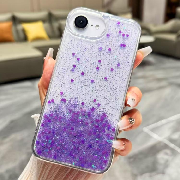 

For iPhone 16e Sequins Glitter Gradient Epoxy TPU Phone Case(Purple)