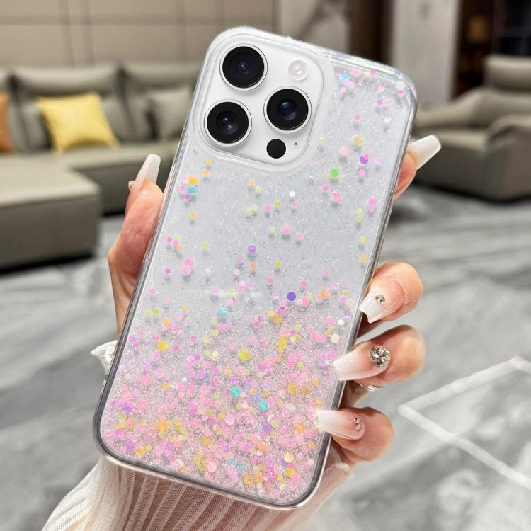 

For iPhone 16 Pro Sequins Glitter Gradient Epoxy TPU Phone Case(Brilliant Colors)