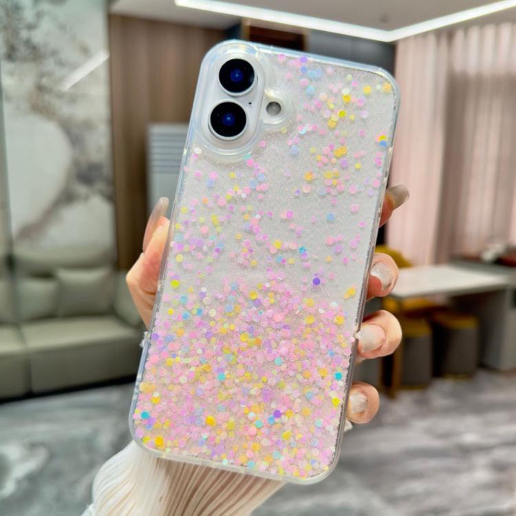 

For iPhone 16 Sequins Glitter Gradient Epoxy TPU Phone Case(Brilliant Colors)