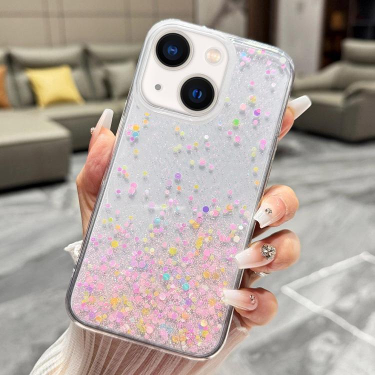 For iPhone 15 Plus Sequins Glitter Gradient Epoxy TPU Phone Case(Brilliant Colors)