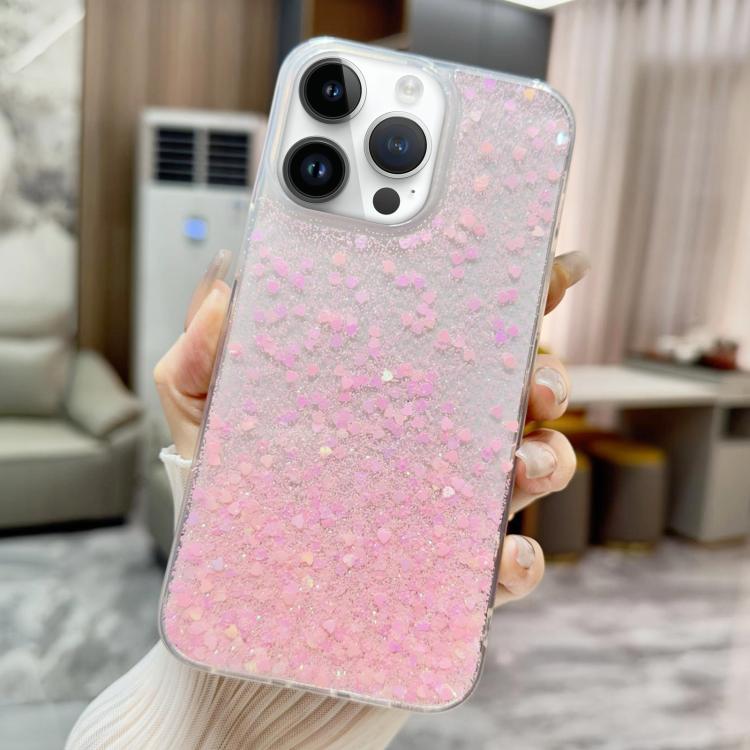 

For iPhone 13 Pro Sequins Glitter Gradient Epoxy TPU Phone Case(Pink)
