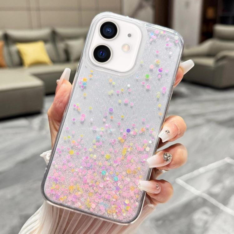 For iPhone 12 Sequins Glitter Gradient Epoxy TPU Phone Case(Brilliant Colors)