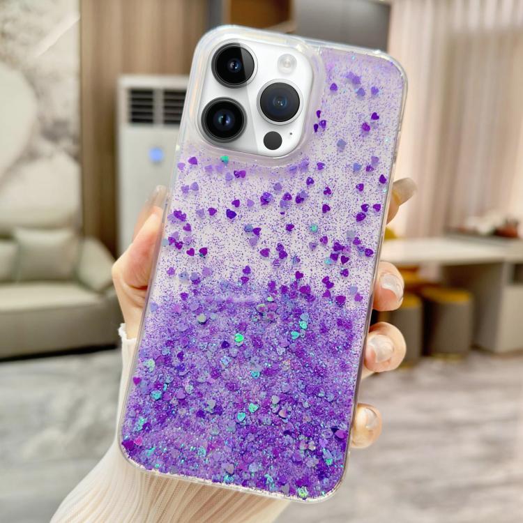 

For iPhone 12 Pro Max Sequins Glitter Gradient Epoxy TPU Phone Case(Purple)