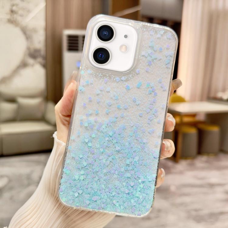 

For iPhone 11 Sequins Glitter Gradient Epoxy TPU Phone Case(Blue)