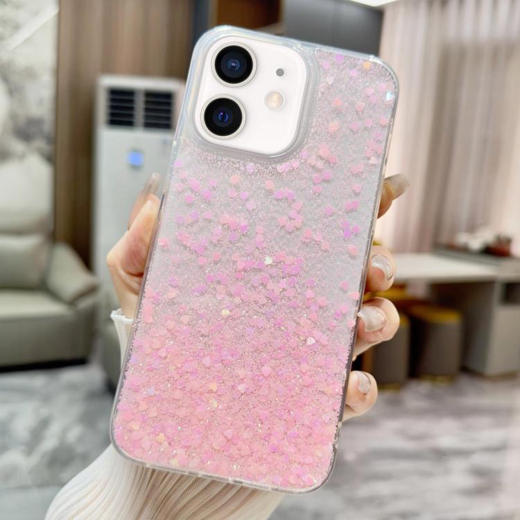 

For iPhone 11 Sequins Glitter Gradient Epoxy TPU Phone Case(Pink)