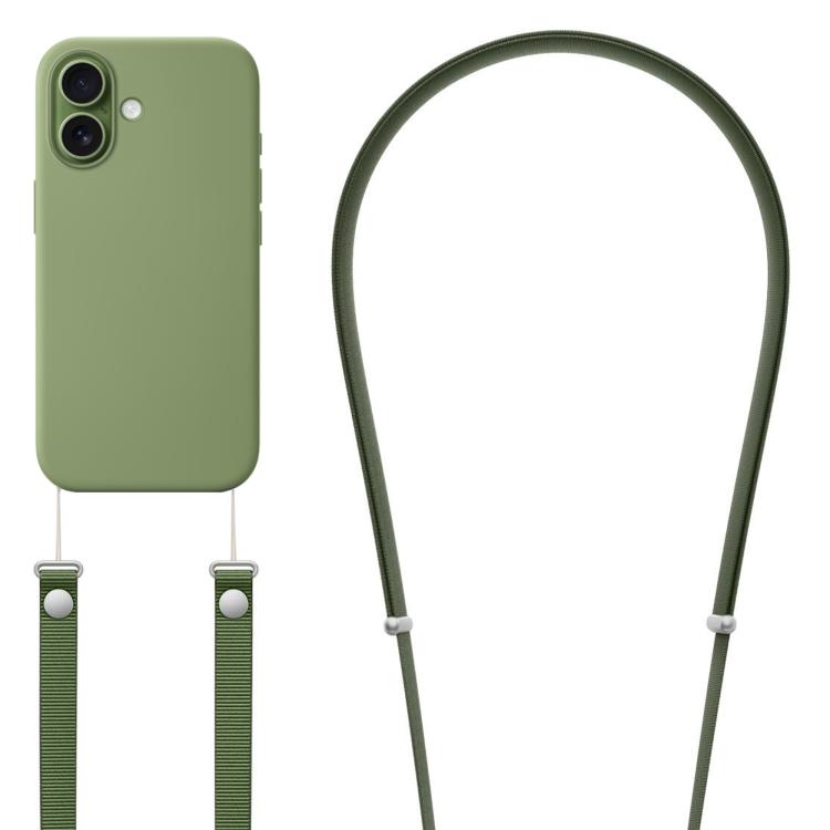 

For iPhone 17 Crossbody Imitation Nylon Magnetic Liquid Pop-Up Animation Liquid Silicone Phone Case(Light Jade Green)