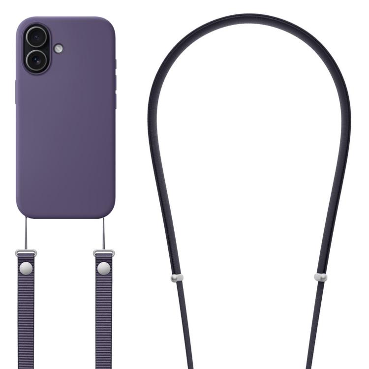 

For iPhone 17 Crossbody Imitation Nylon Magnetic Liquid Pop-Up Animation Liquid Silicone Phone Case(Purple)