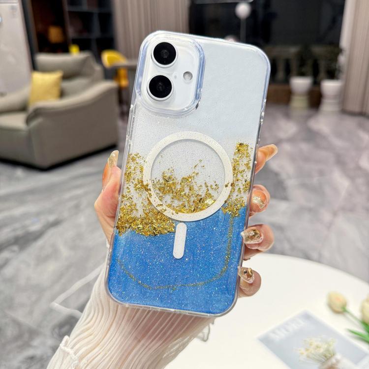 

For iPhone 17 Gilding MagSafe Hybrid Clear TPU Phone Case(Blue)