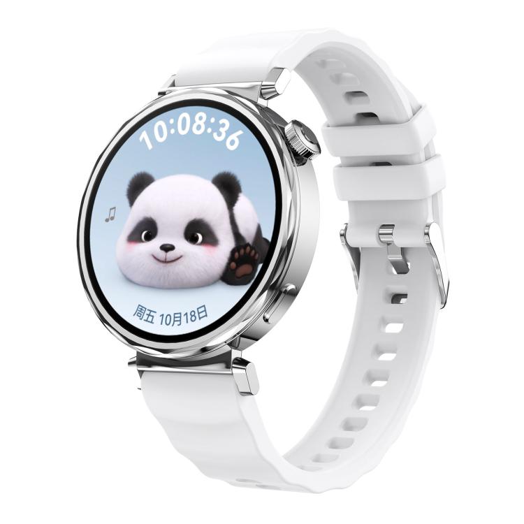 

18mm Wave Texture Silver Buckle Silicone Watch Band(White)