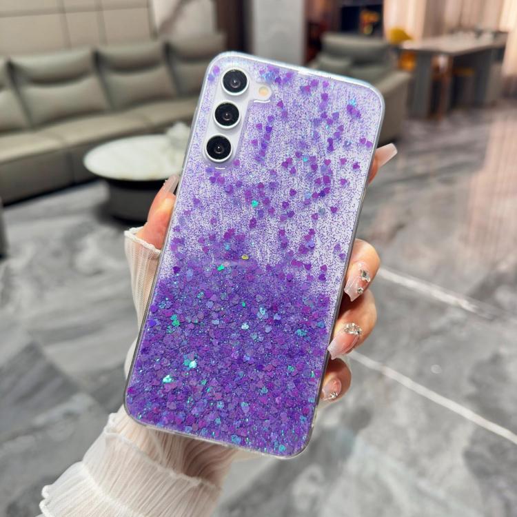 For Samsung Galaxy S22 5G Sequins Glitter Gradient Epoxy TPU Phone Case(Purple)