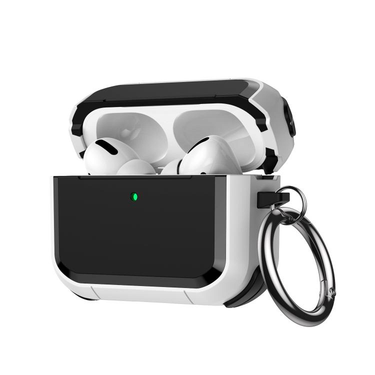 

For AirPods Pro 3 Full-Coverage Shockproof TPU Hybrid PC Earphone Cover with Carabiner(White)