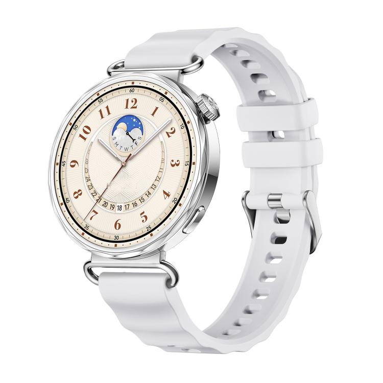 

For Huawei Watch GT 6 41mm Silver Buckle Solid Color Silicone Sports Watch Band(White)