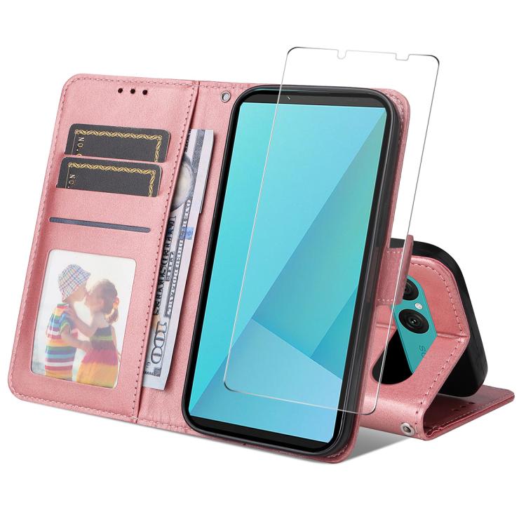 

For Sony Xperia 10 VII ENKAY Card Wallet Calf Texture Leather Phone Case with Screen Film(Pink)