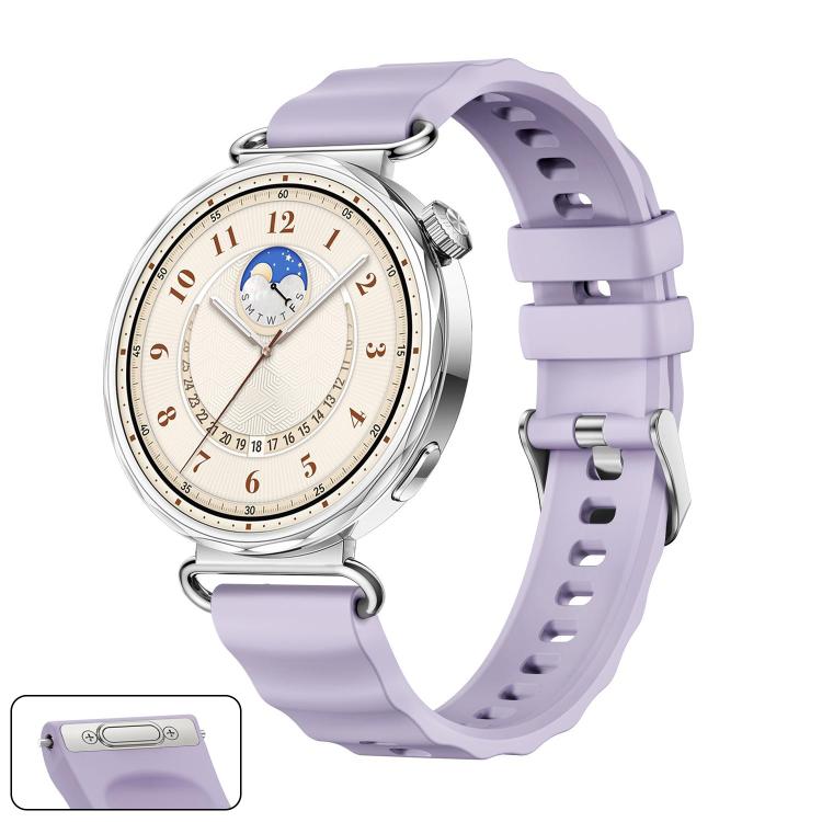 

For Huawei Watch GT 6 41mm Press Button Quick Release Silver Buckle Solid Color Silicone Watch Band(Light Purple)