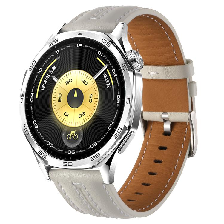 

For Huawei Watch GT 6 46mm Silver Buckle Cowhide Leather Watch Band(Brown)