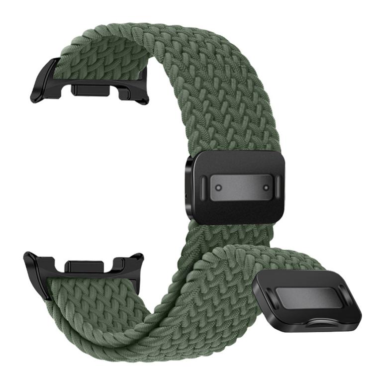 

For Samsung Galaxy Watch8 / Watch8 Classic Magnetic Snap Elastic Nylon Braided Watch Band(Dark Olive Green)