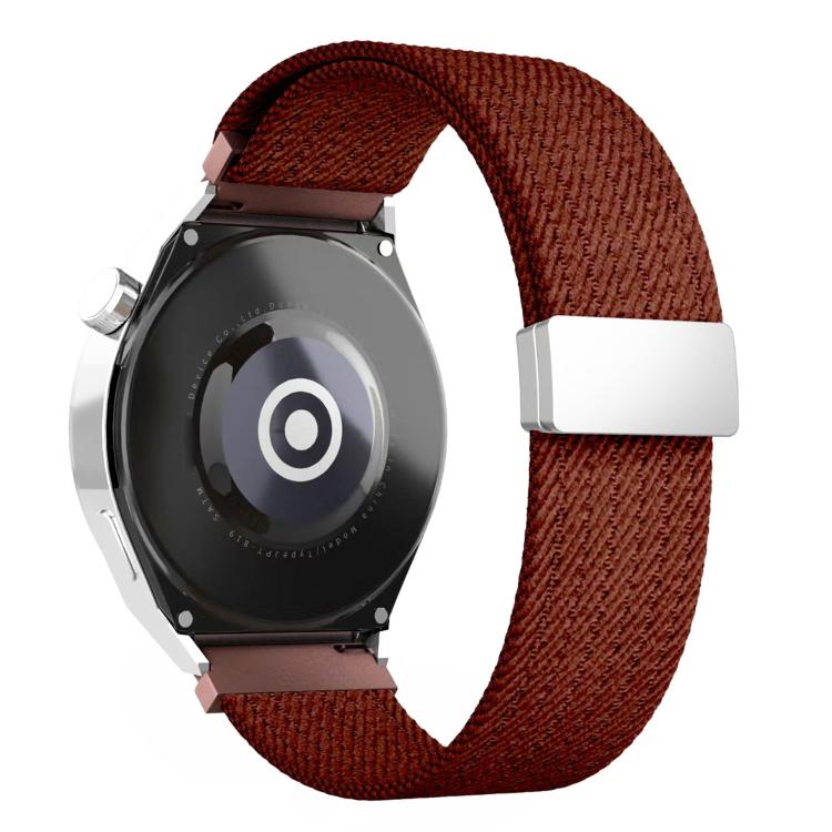 

20mm Single Color Magnetic Snap Four Strand Elastic Nylon Watch Band(Wine Red)