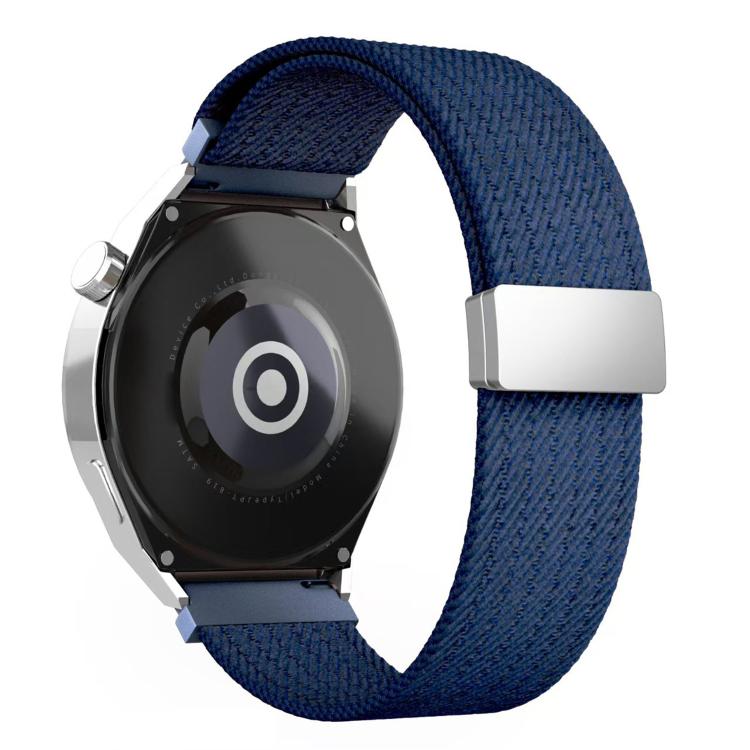 

20mm Single Color Magnetic Snap Four Strand Elastic Nylon Watch Band(Blue)