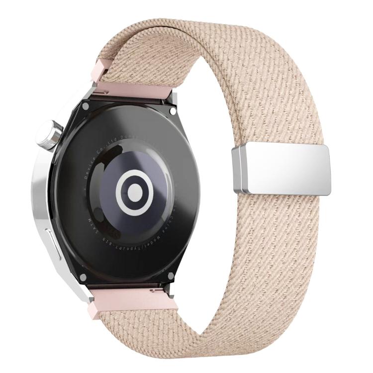 

22mm Single Color Magnetic Snap Four Strand Elastic Nylon Watch Band(Pink)