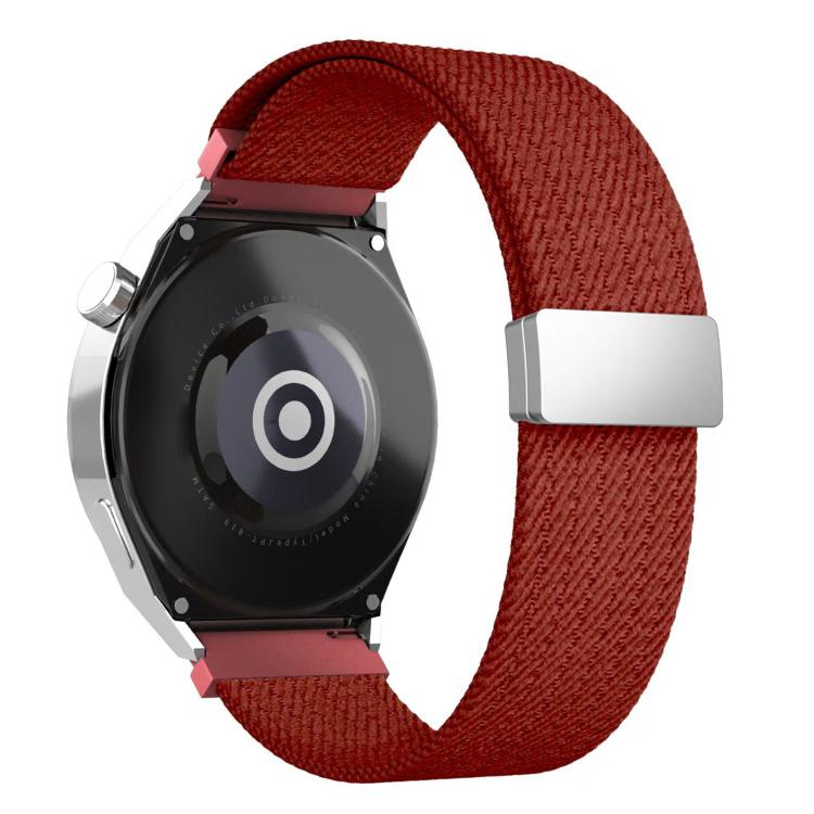 

22mm Single Color Magnetic Snap Four Strand Elastic Nylon Watch Band(Red)