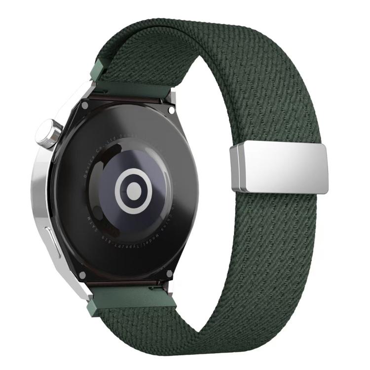 

22mm Single Color Magnetic Snap Four Strand Elastic Nylon Watch Band(Green)