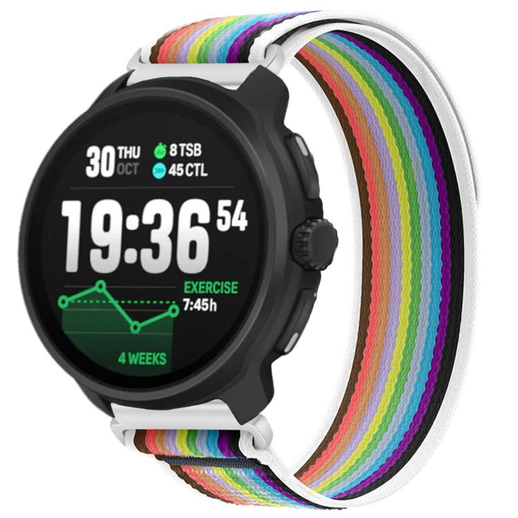 

For Suunto Race 2 Wild Path Loop Nylon Hook and Loop Fastener Watch Band(White Colorful)